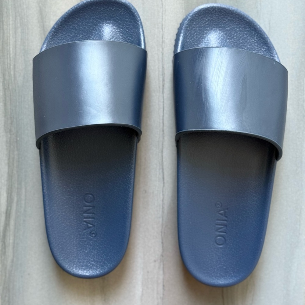 Onia Navy Slide Sandals